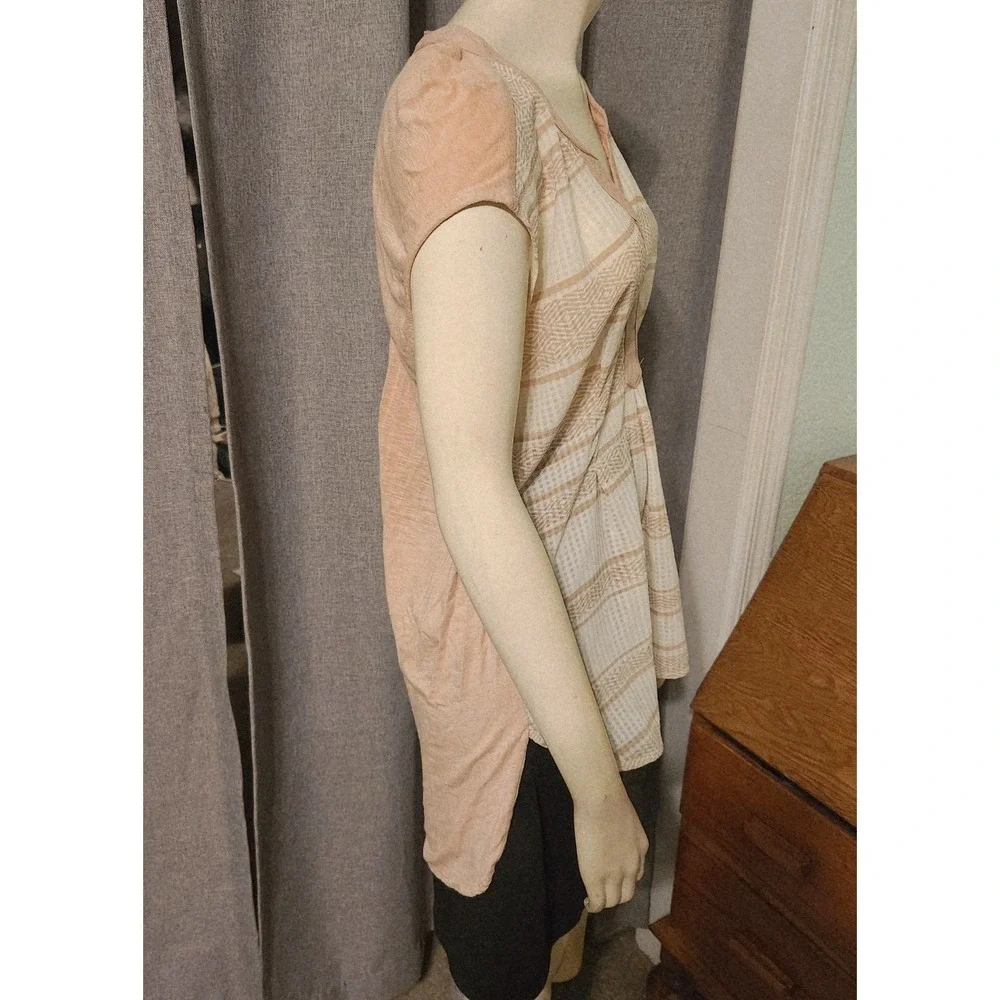 Anthropologie Postmark Striped With Contrast Soft Pink Back High‎ Low XS Whimsy - Picture 5 of 10